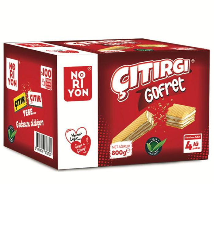 Noriyon Çıtırgı Gofret 800gr Çifte Kavrulmuş (12 li)